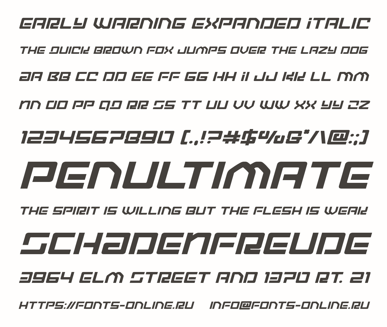 Early Warning Expanded Italic Free Font Download